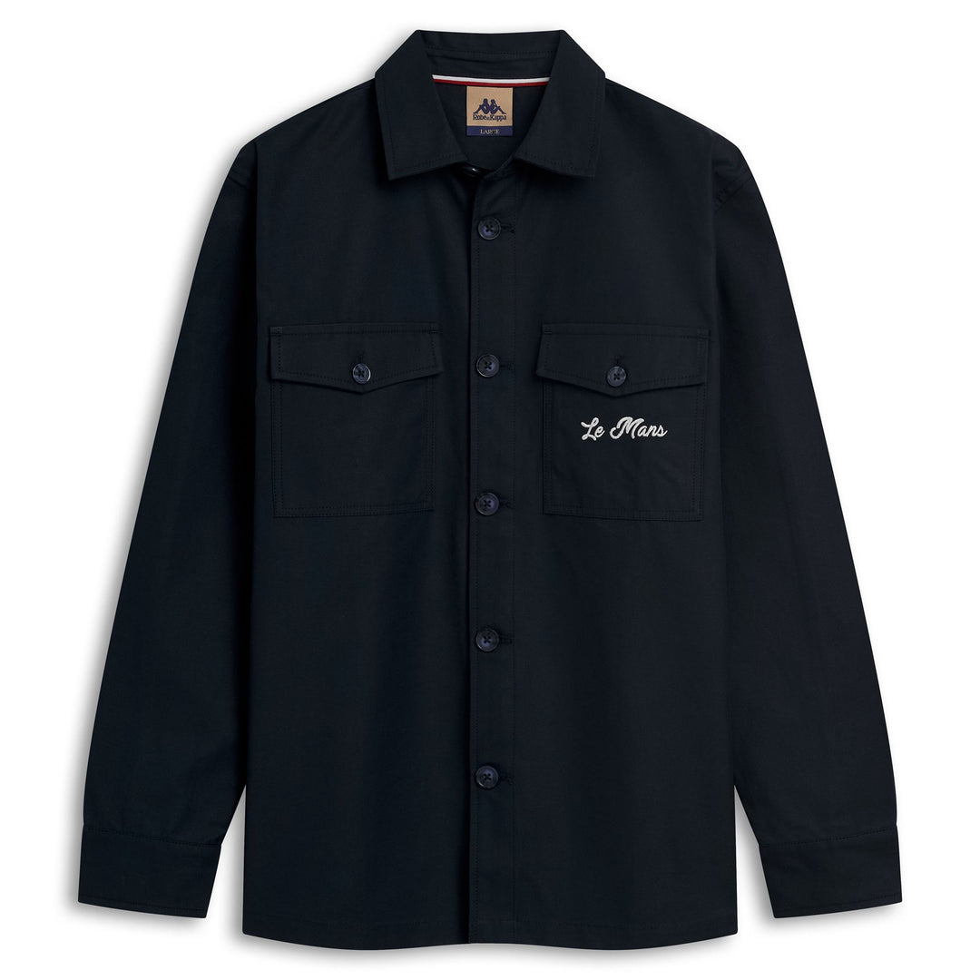 Surchemise décontractée en coton bleu pour homme avec motif brodé 01