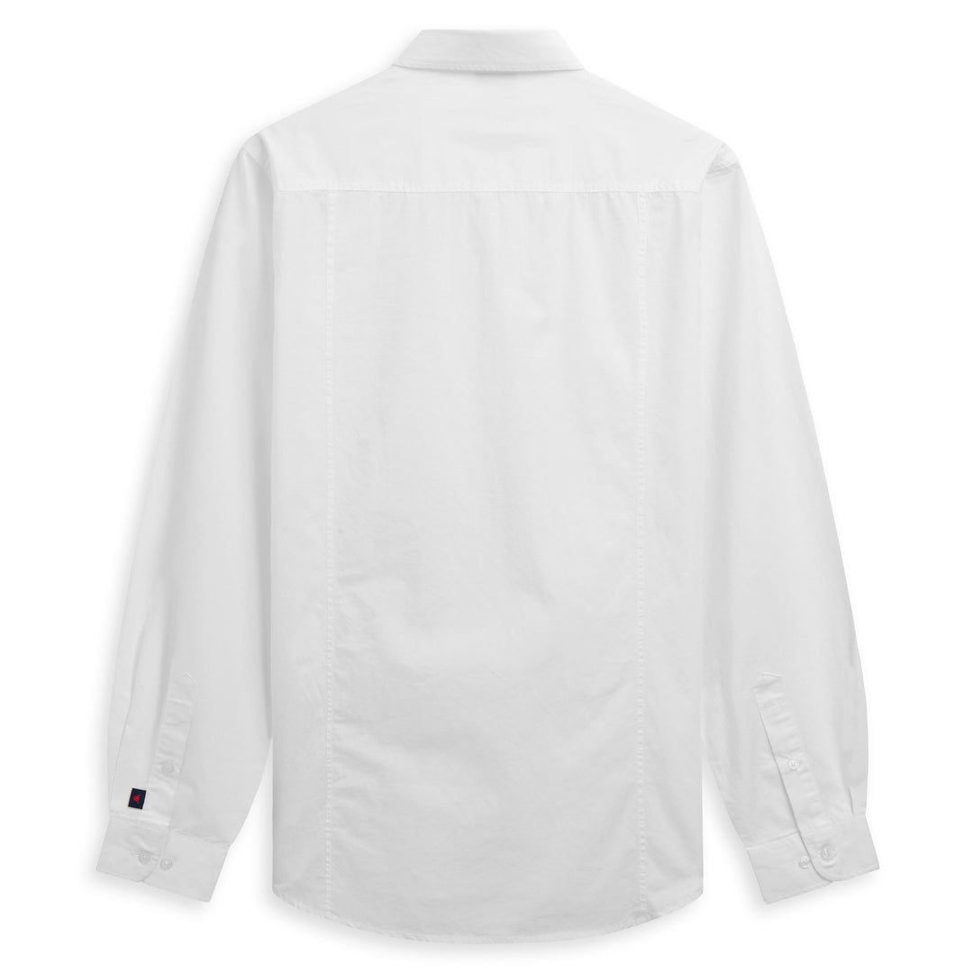 Chemise blanche pour homme, coupe ajustée, manches longues, en coton. main