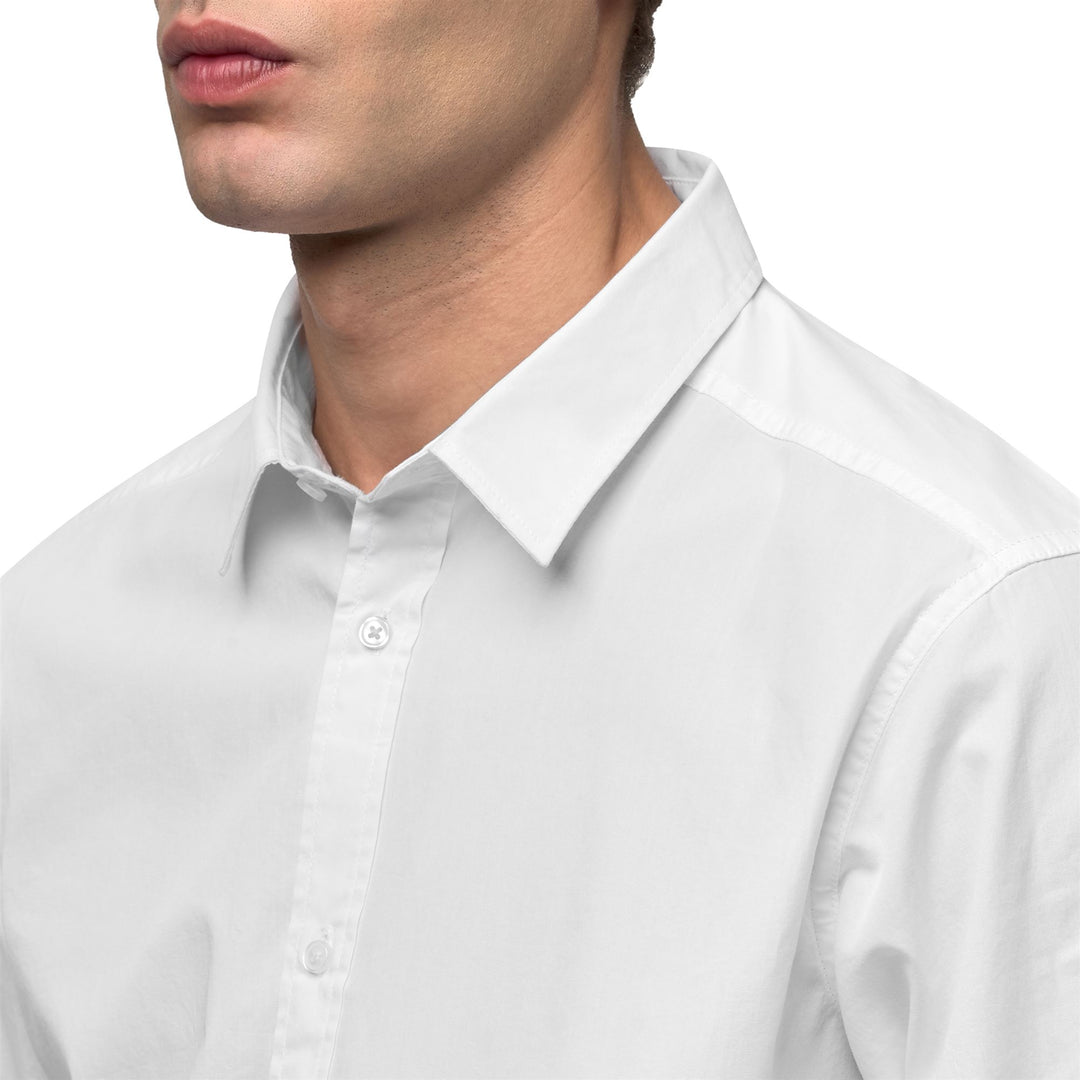 Camicia casual slim fit da uomo in cotone a maniche lunghe bianca main