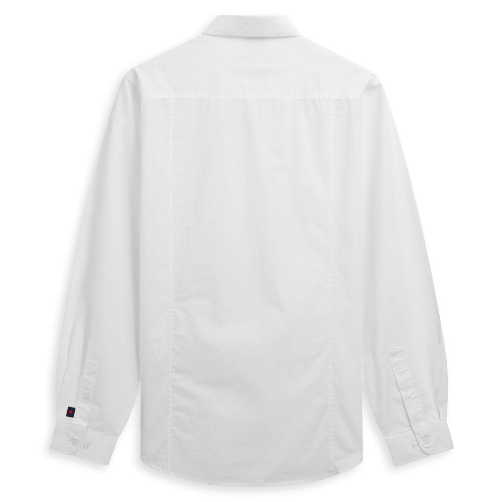White Men's Slim Fit Casual Cotton Long Sleeve Shirt 02