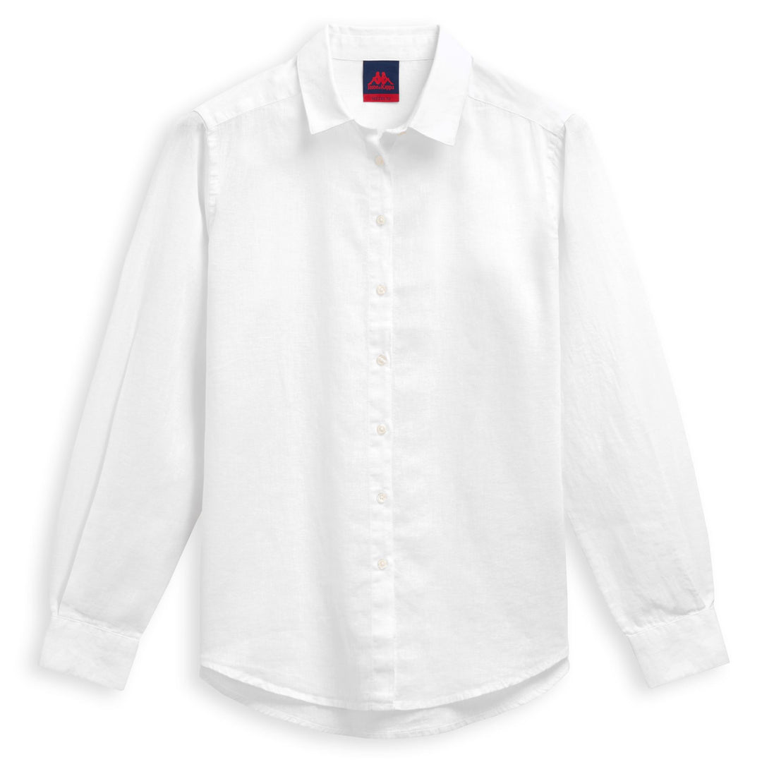 Camicia classica da donna in cotone e lino, colore bianco naturale 01