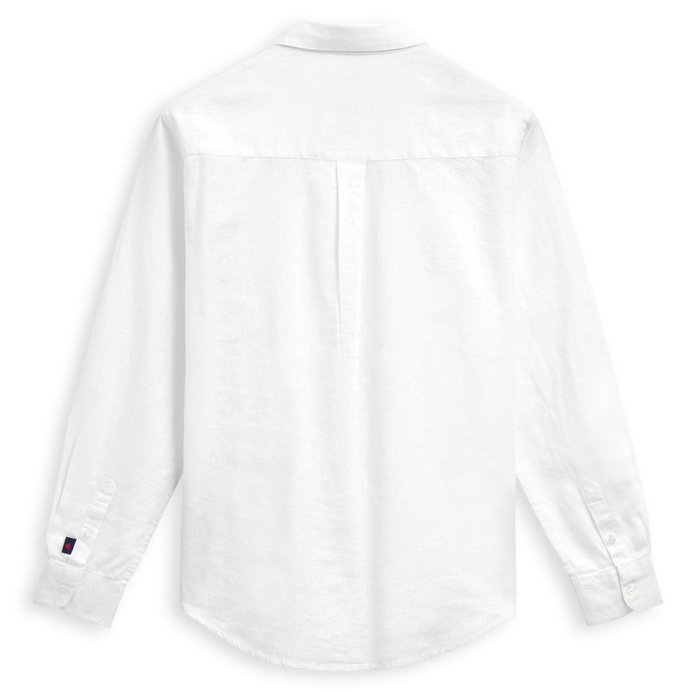 Camicia classica da donna in cotone e lino, colore bianco naturale 02