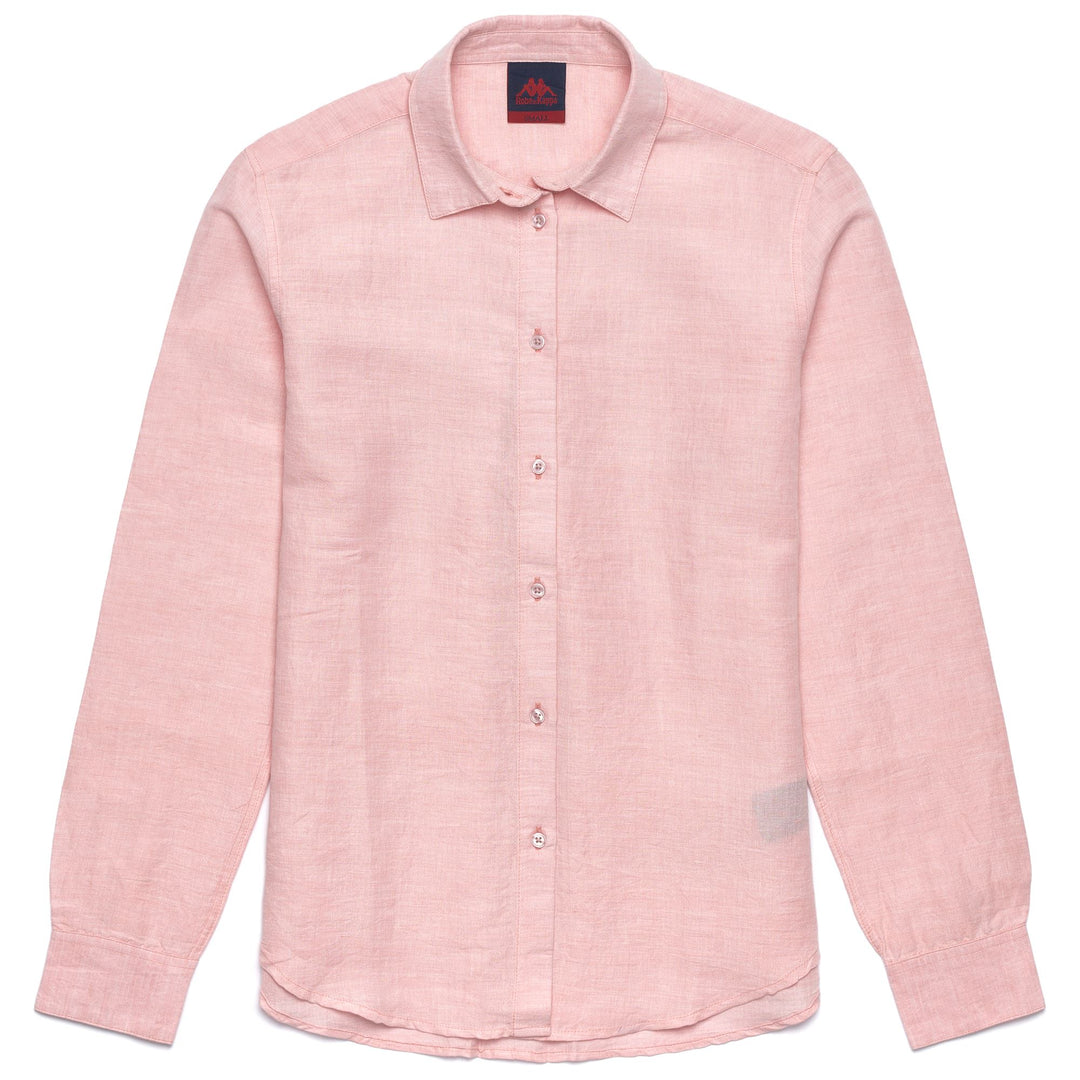 Camicia classica in cotone e lino da donna rossa 01