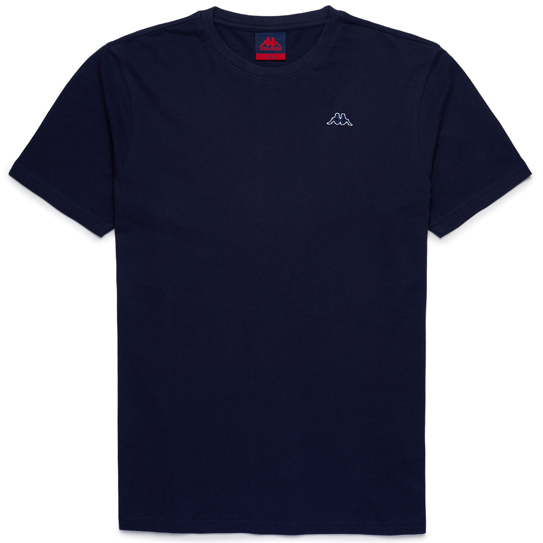 T-Shirt in Cotone Slim Fit Uomo Blu Iris con Logo Omini 01
