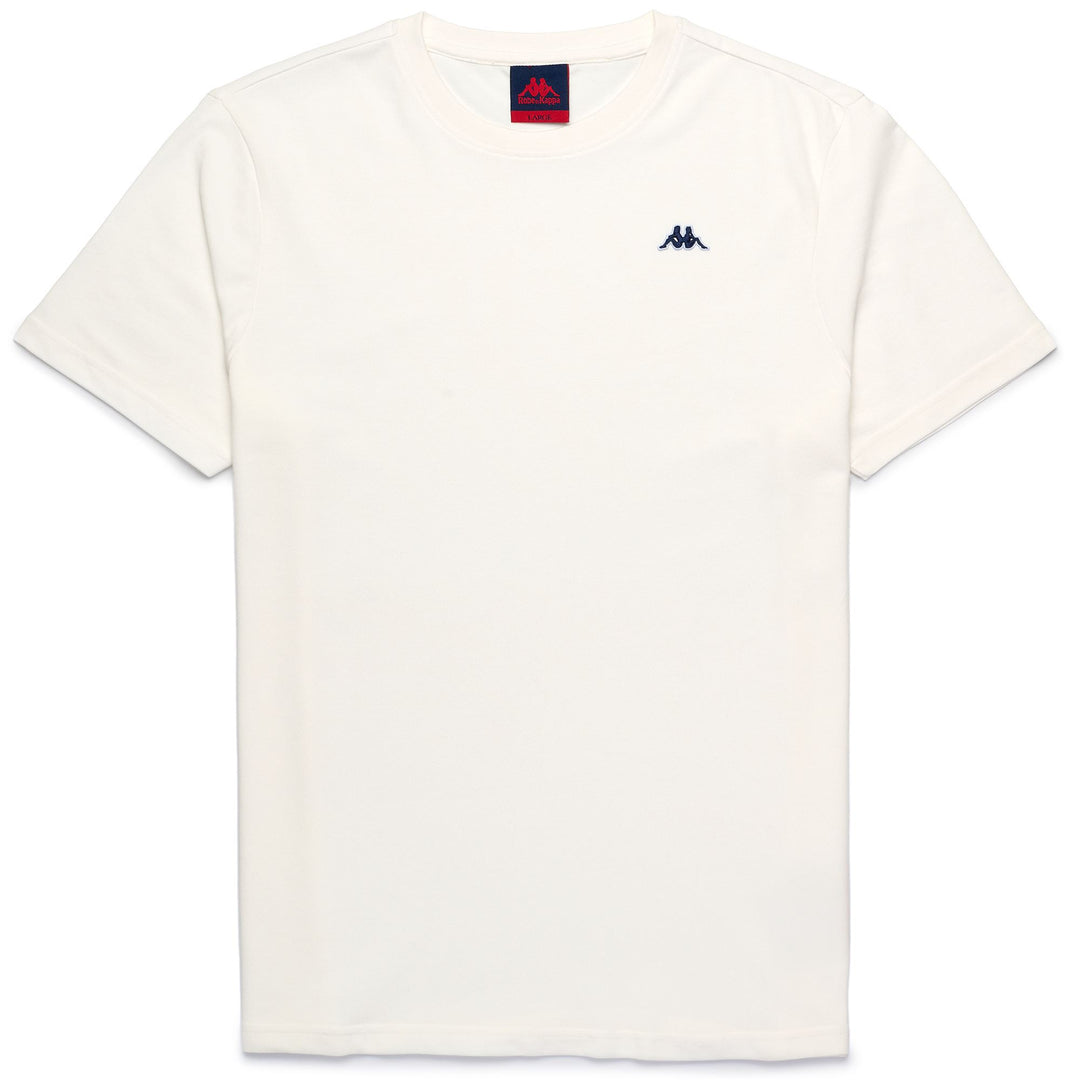 T-Shirt Slim Fit Uomo Cotone Bianco Blu con Logo a Contrasto 01