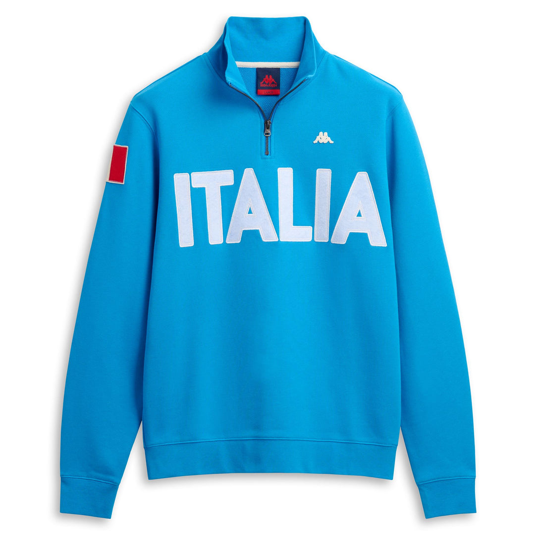 Maglione in pile blu da uomo vestibilità slim casual in cotone con mezza zip 01