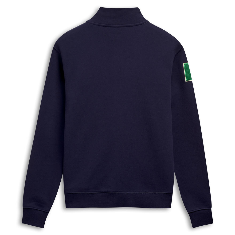 Suéter informal de algodón azul con media cremallera y corte entallado para hombre 02