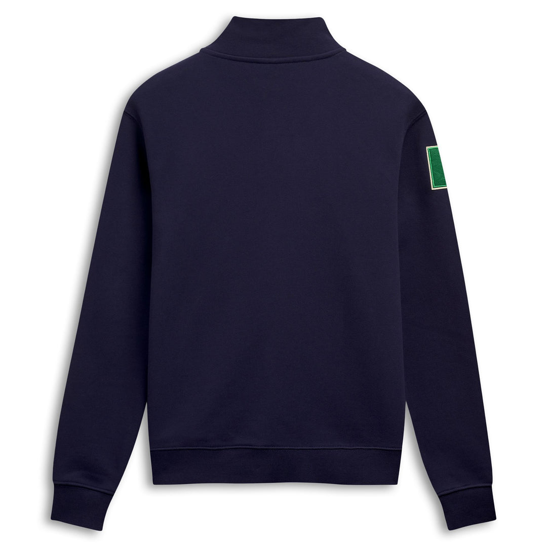 Suéter informal de algodón azul con media cremallera y corte entallado para hombre main