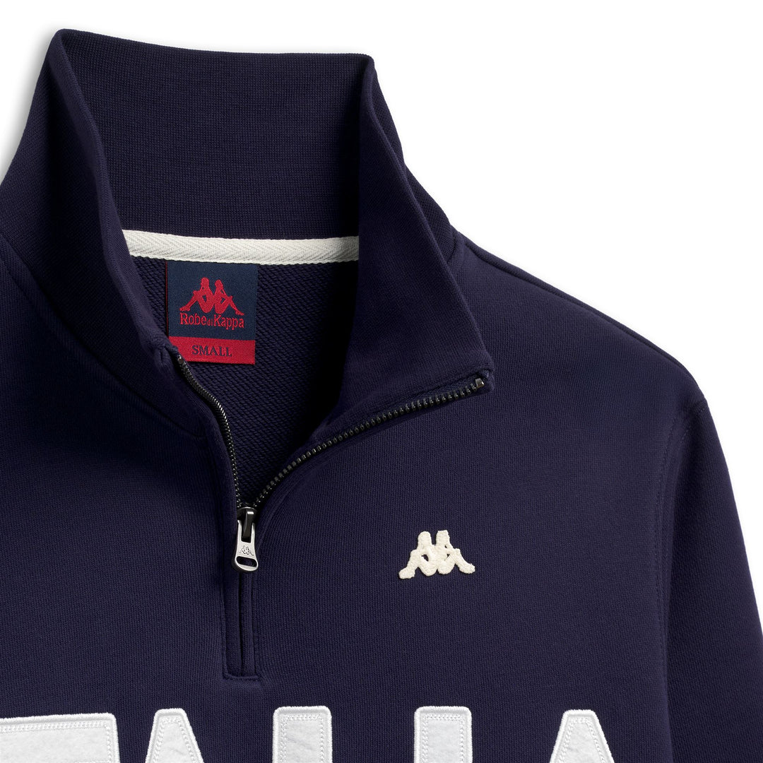 Pull polaire bleu homme coupe ajustée, demi-zip main