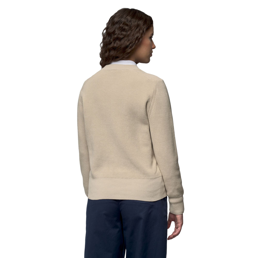 Pull classique en coton gris pour femme, coupe régulière main