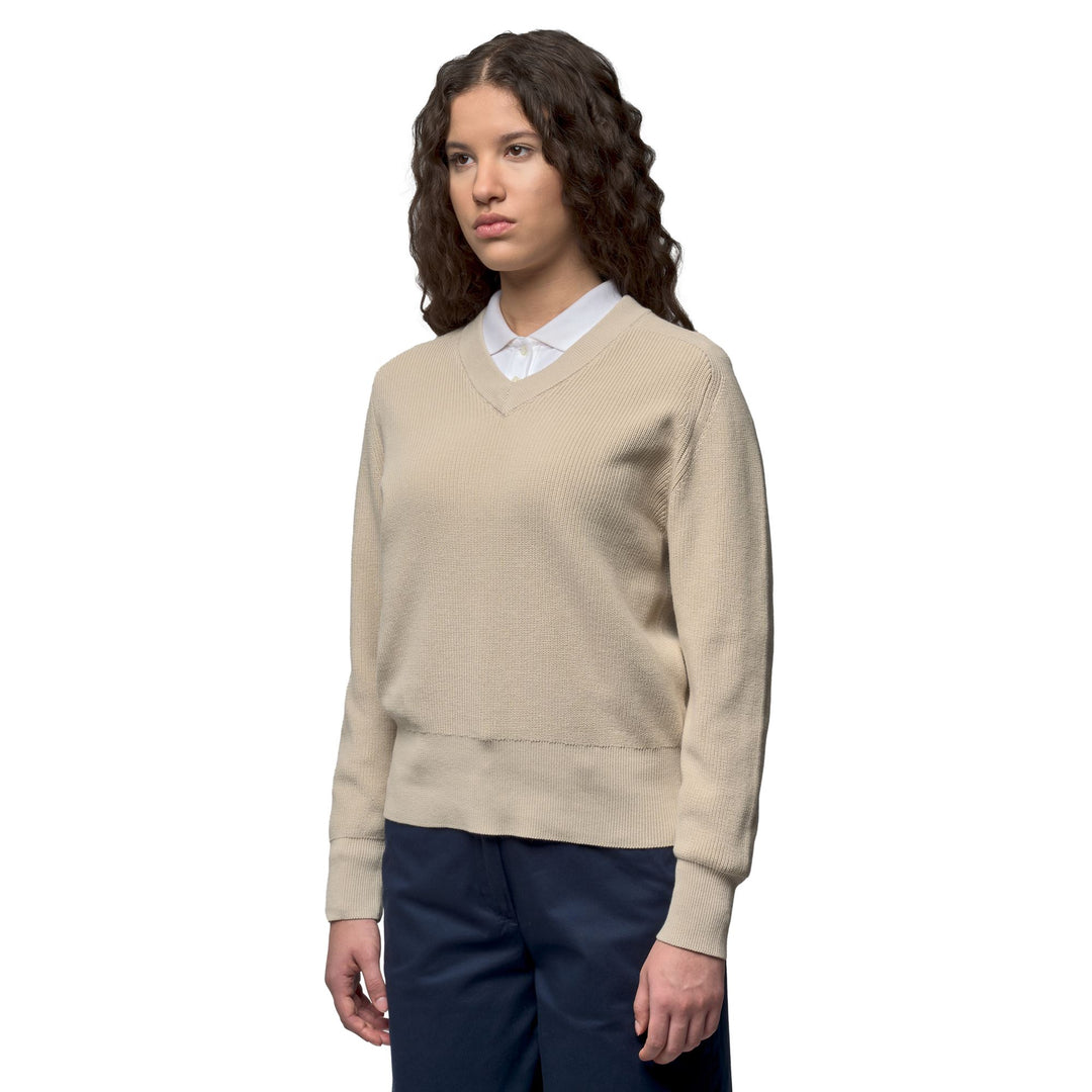 Pull classique en coton gris pour femme, coupe régulière 01