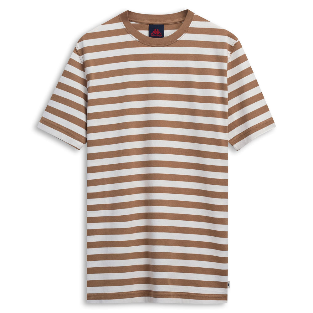 T-shirt rayé marron pour homme, coupe classique, en coton. 02