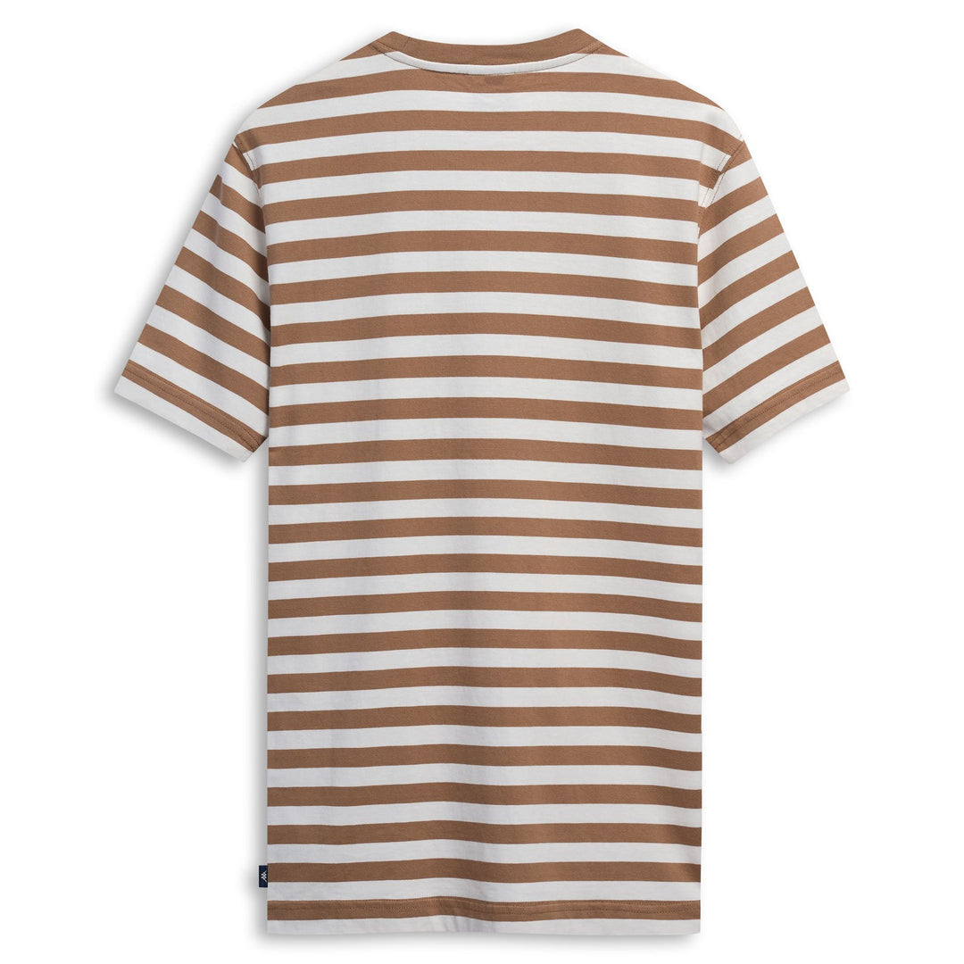 T-shirt rayé marron pour homme, coupe classique, en coton. main
