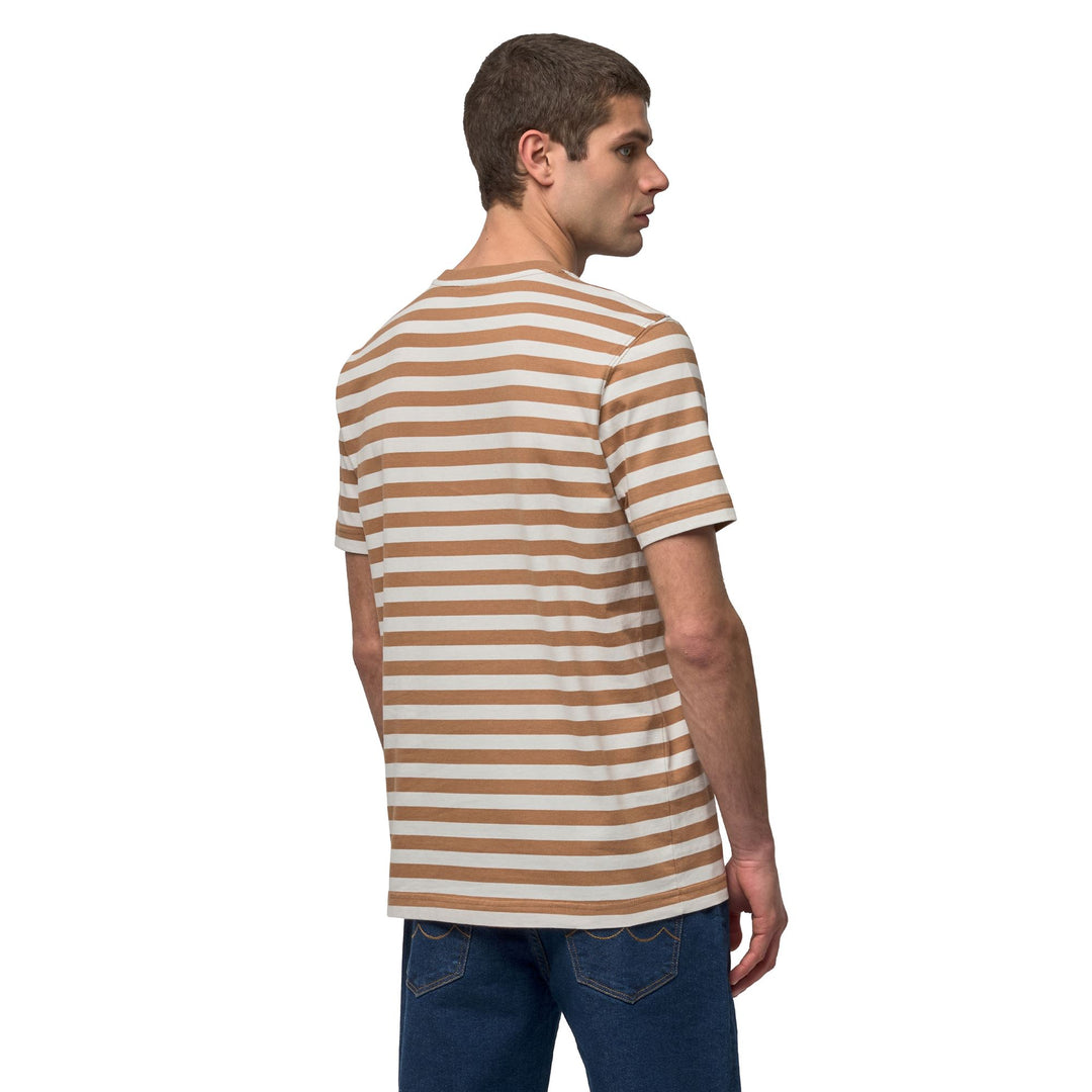 Brown Men's Casual Regular Fit Striped Cotton T-Shirt main