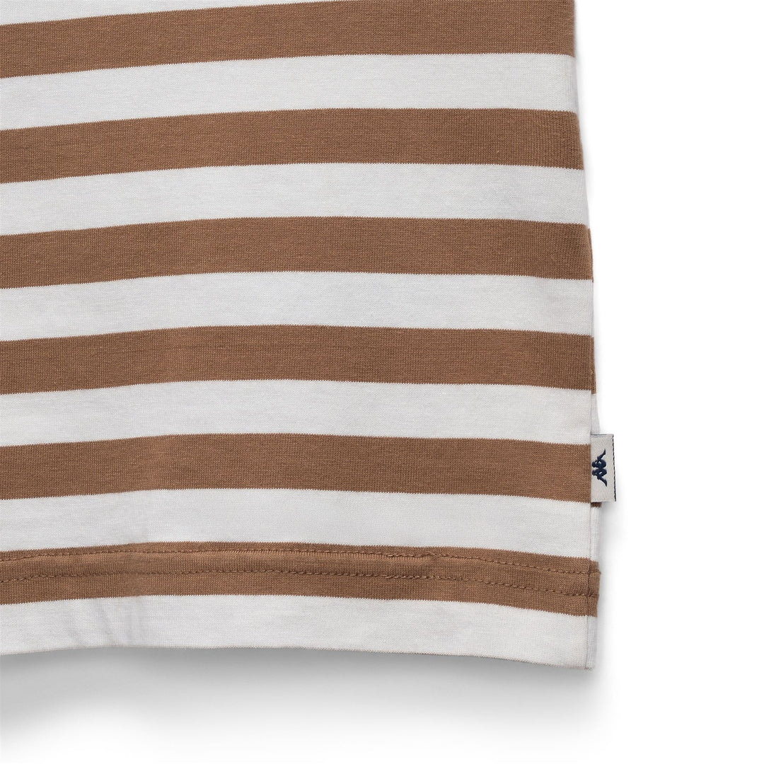 T-shirt rayé marron pour homme, coupe classique, en coton. main