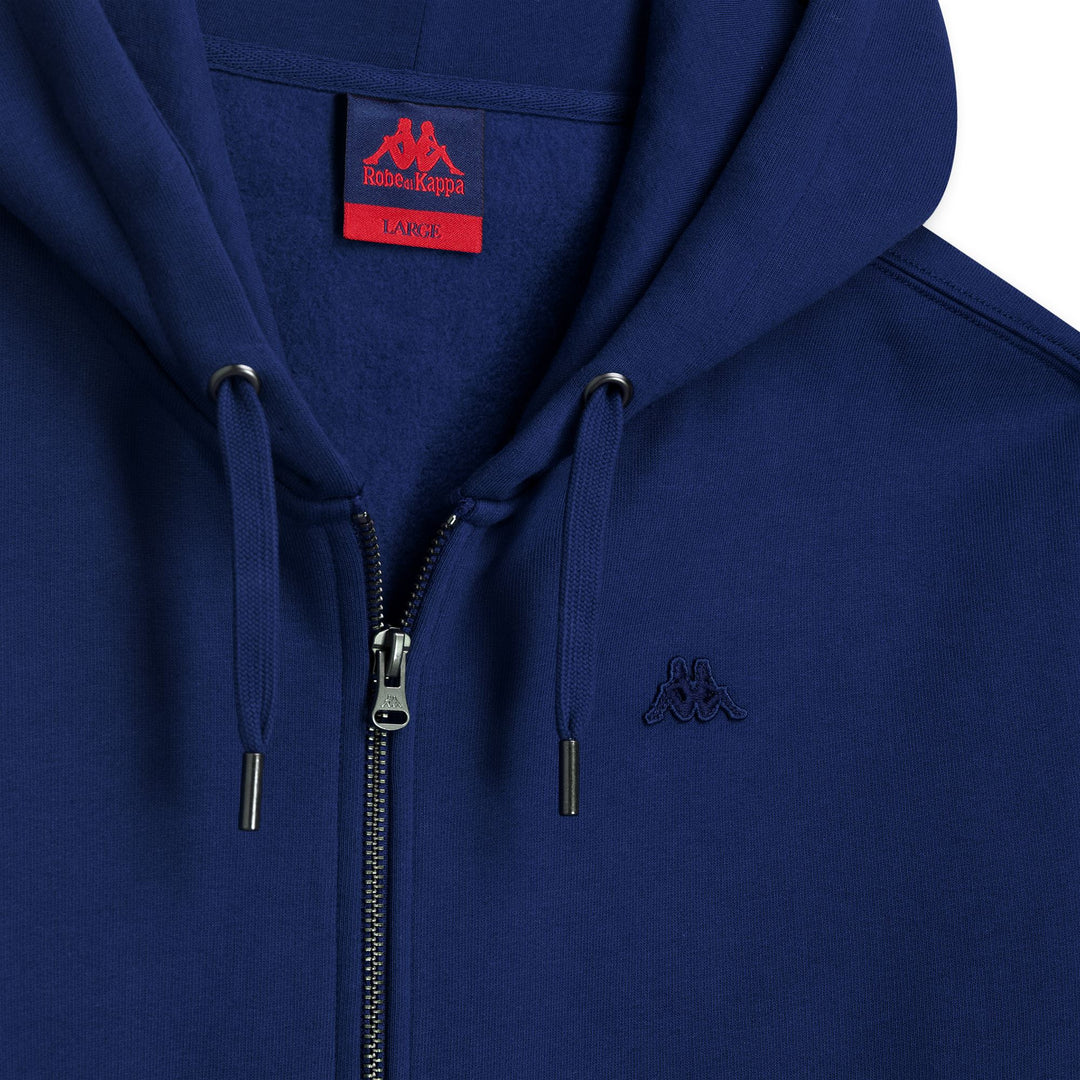 Sudadera con capucha de polar azul para hombre con cremallera completa y bolsillo tipo canguro main