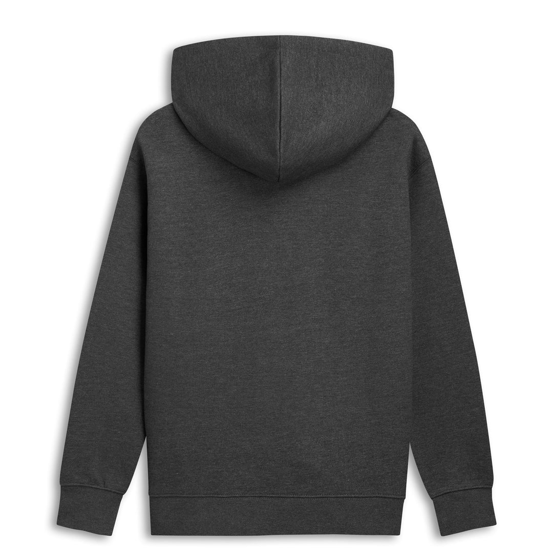 Felpa con cappuccio in pile grigio antracite da uomo con cerniera intera e tasca a marsupio main