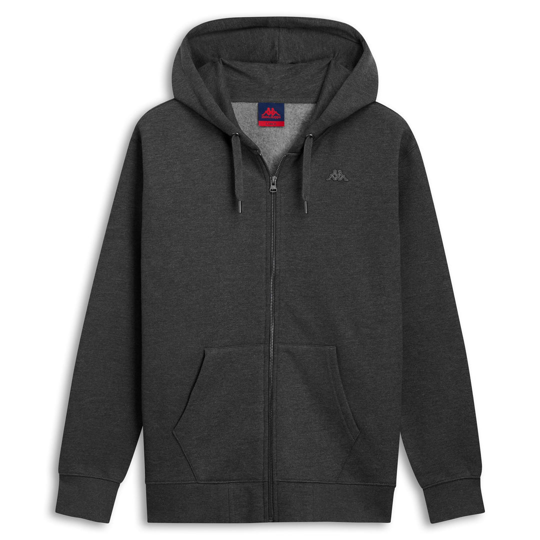 Charcoal grey Men's Full Zip Fleece Hoodie with Kangaroo Pocket 01