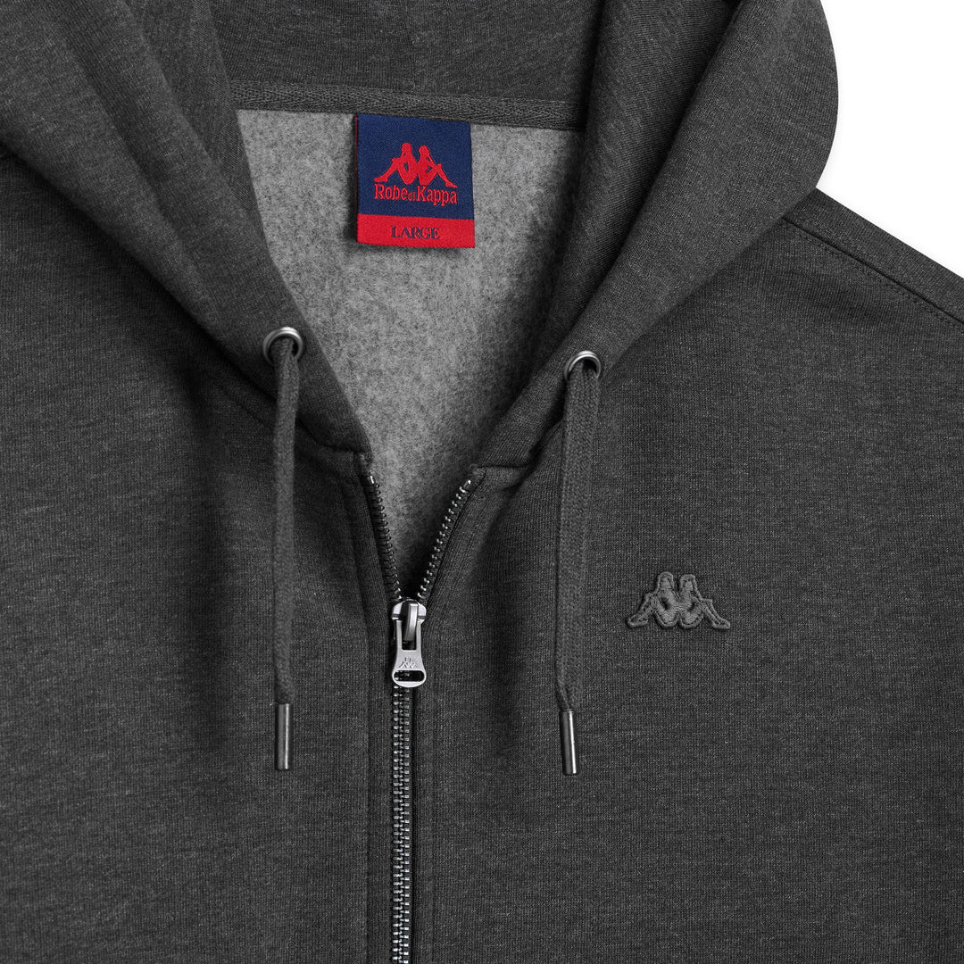 Sudadera con capucha de forro polar gris carbón con cremallera completa y bolsillo tipo canguro para hombre main