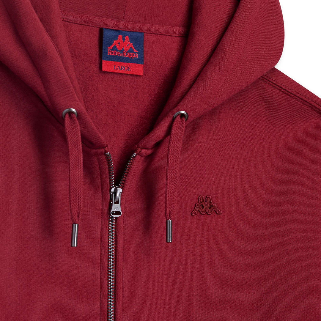 Red Men's Full Zip Brushed Fleece Hoodie with Kangaroo Pocket main