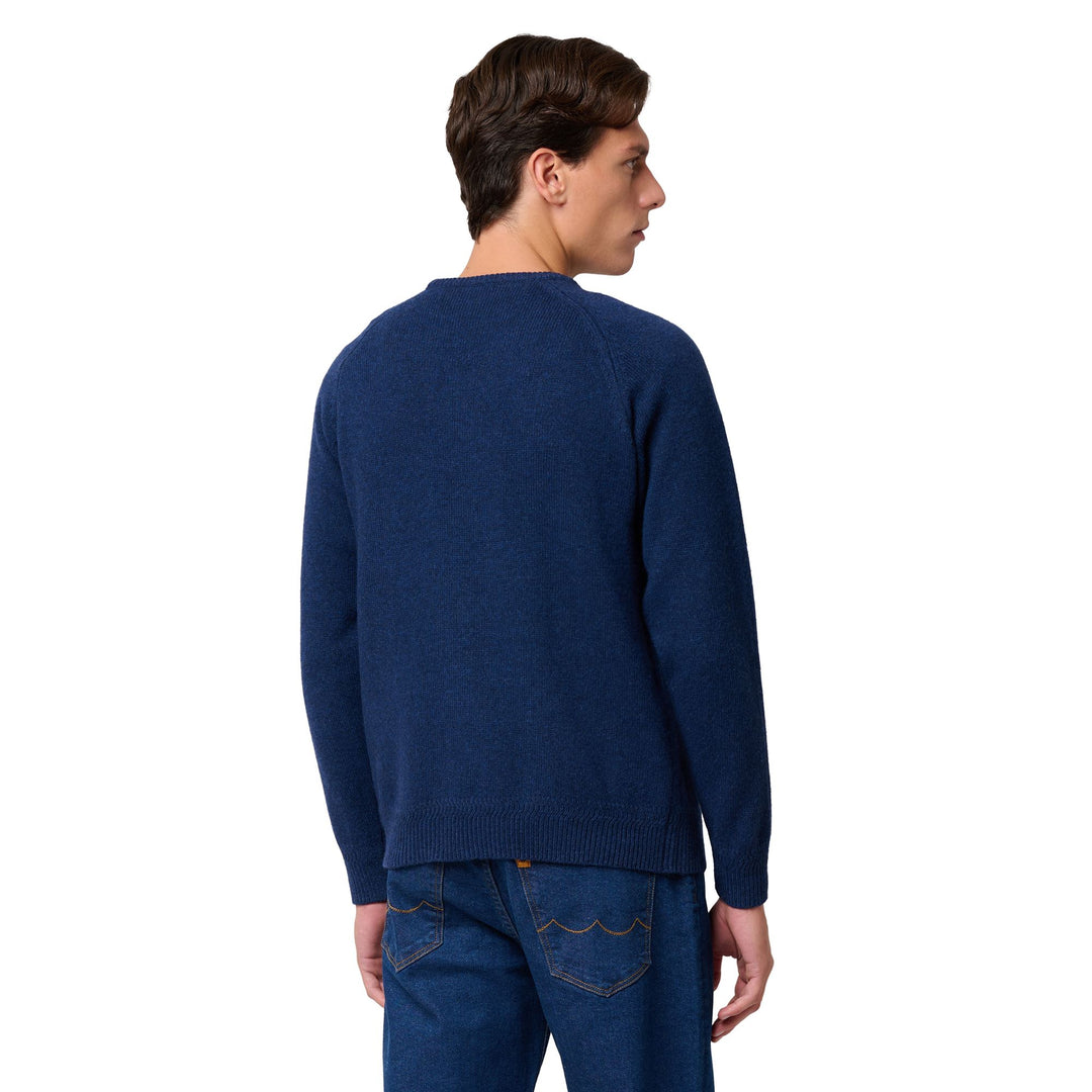 Blue Men's Slim Fit Wool Knit Jumper with Jacquard Detailing main