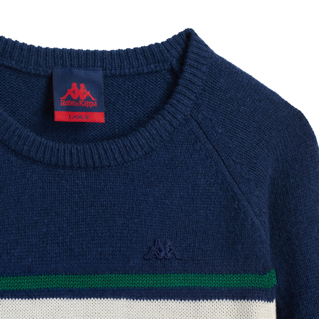 Blue Men's Slim Fit Wool Knit Jumper with Jacquard Detailing main