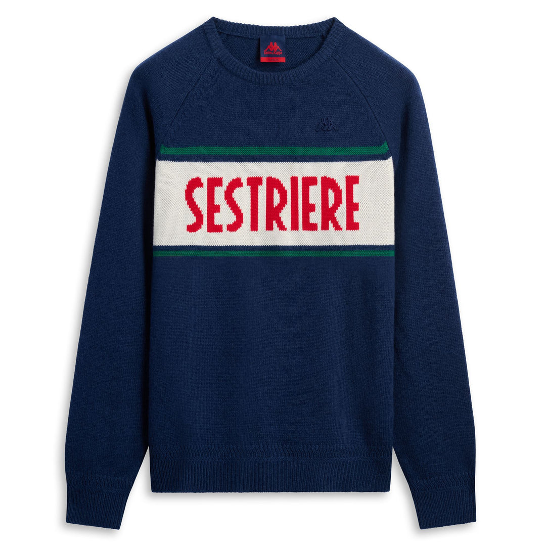 Blue Men's Slim Fit Wool Knit Jumper with Jacquard Detailing main