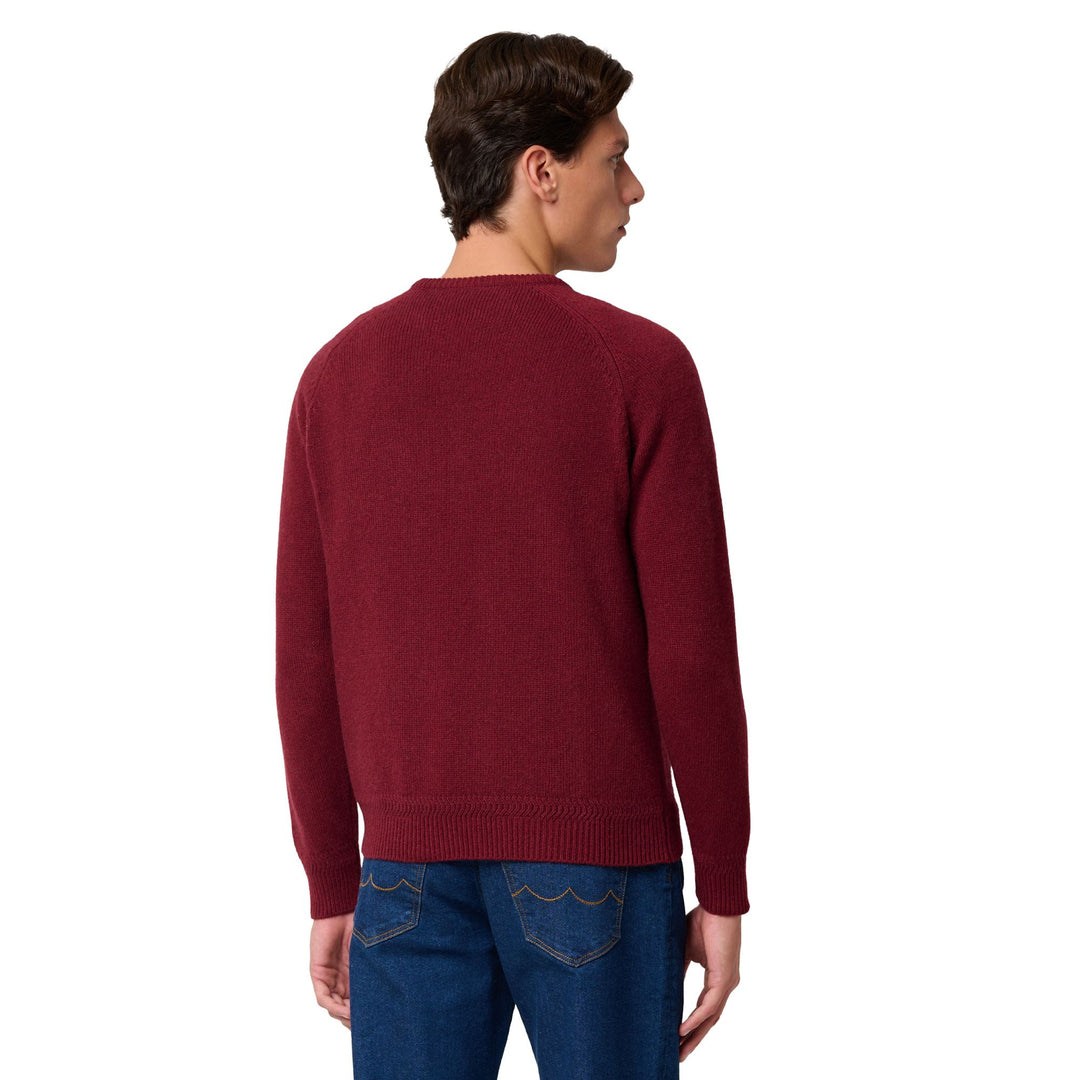Maglione rosso da uomo slim fit in maglia con dettagli in lana e jacquard main