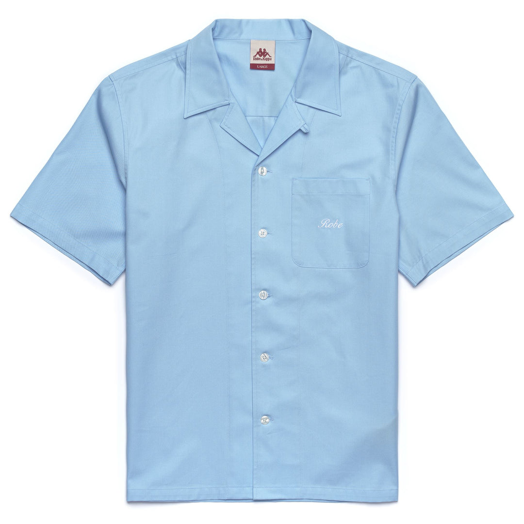 Azure blue Men's Revere Camp Shirt with Pocket 01