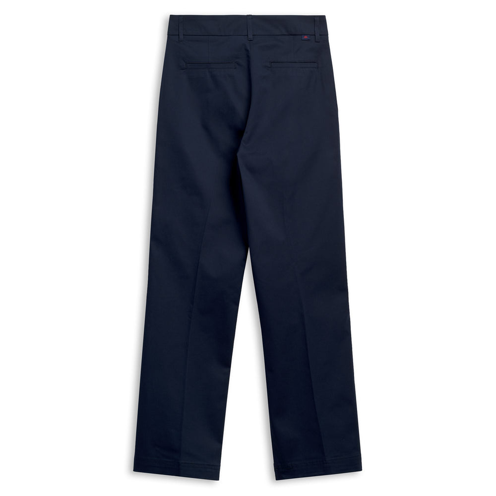 Pantaloni Capri da donna in gabardine blu classici e comodi con vestibilità svasata 02