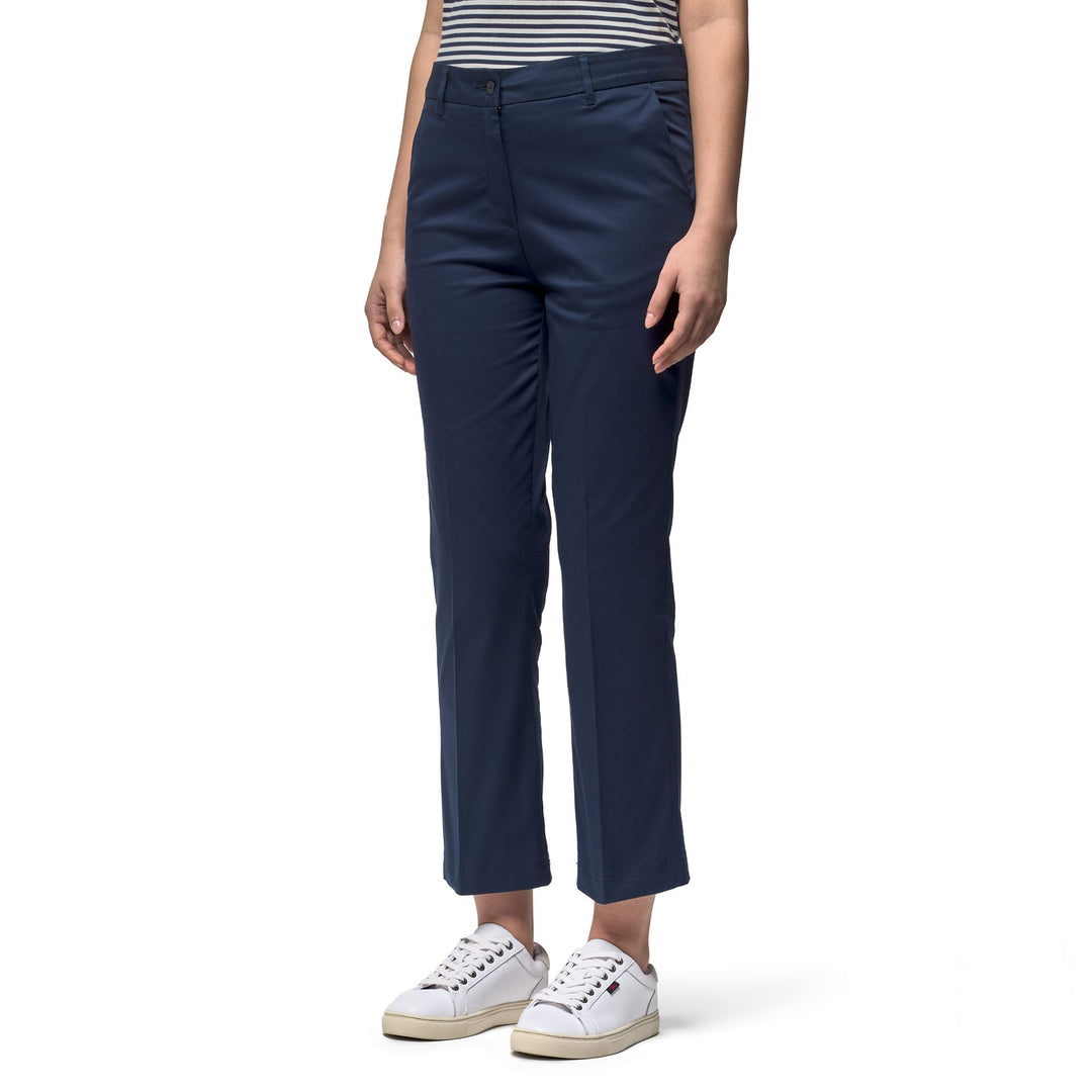 Pantalon chino capri classique bleu pour femme 01