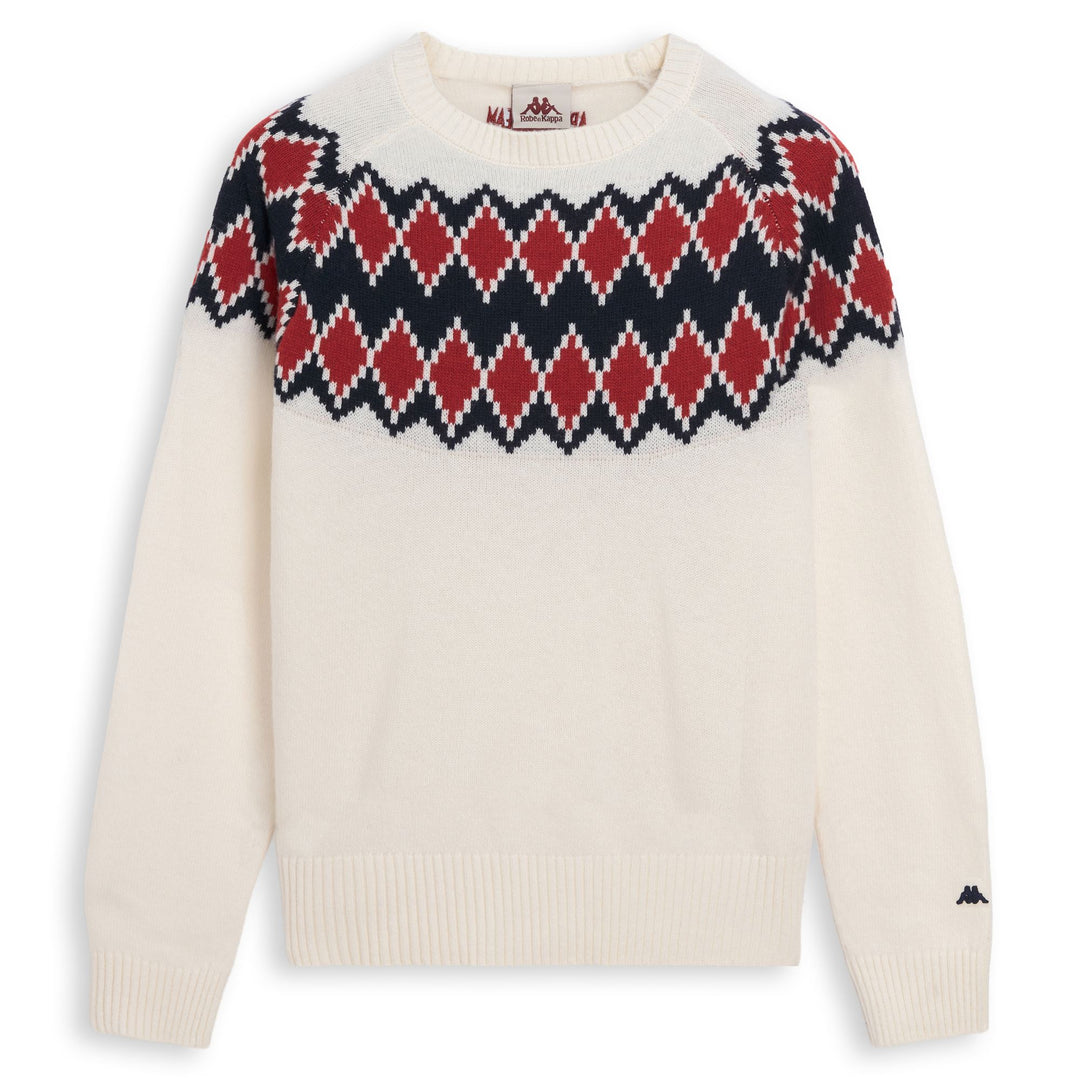 White Women's Regular Fit Wool Pullover with Jacquard Design 01