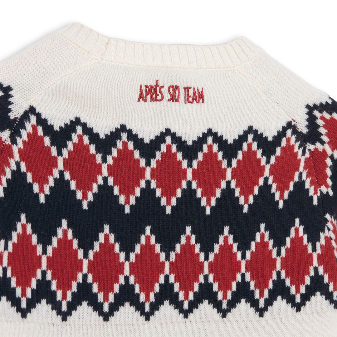 Pull en laine blanc pour femme, coupe classique, motif jacquard main