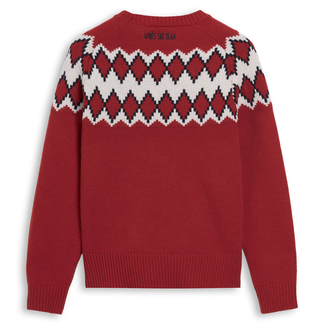 Red Women's Regular Fit Wool Pullover with Jacquard Design main