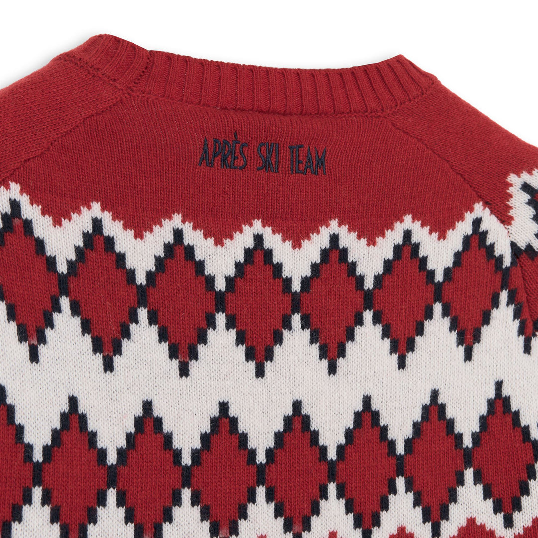 Red Women's Regular Fit Wool Pullover with Jacquard Design main