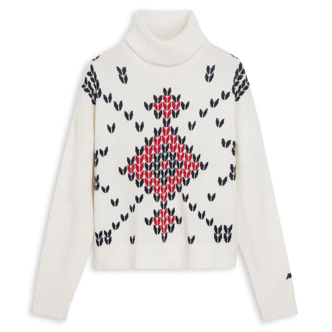 White Women's Regular Fit Wool Roll Neck Pullover 01