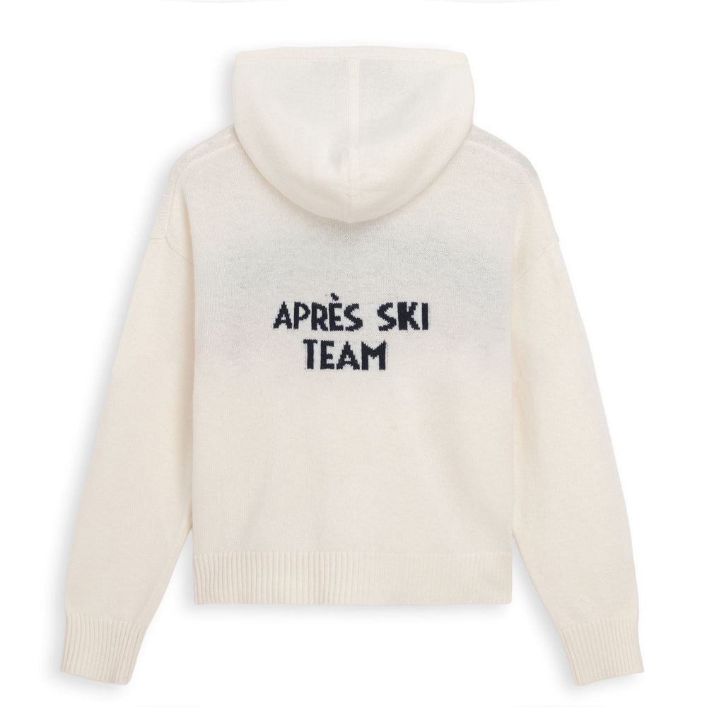 White Women's Regular Fit Wool Hoodie with Jacquard Design 02
