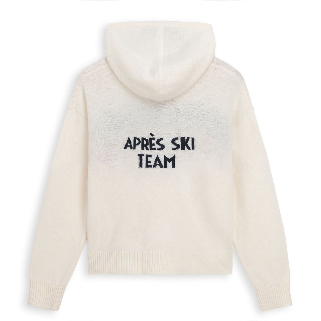 Sweat à capuche blanc pour femme, coupe classique, en laine avec motif jacquard main