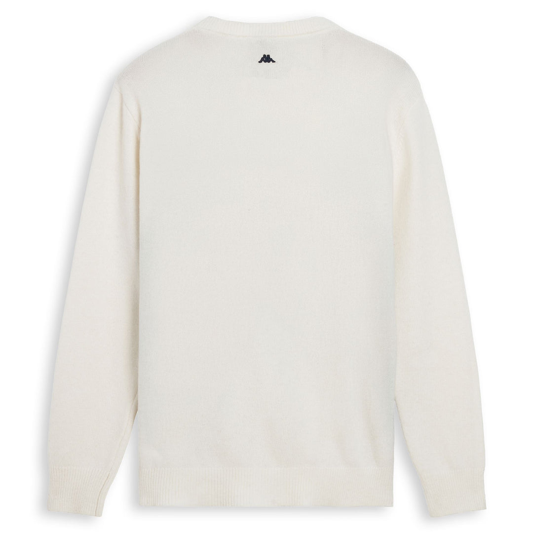 Pull en laine blanc à manches longues, coupe classique, pour homme main