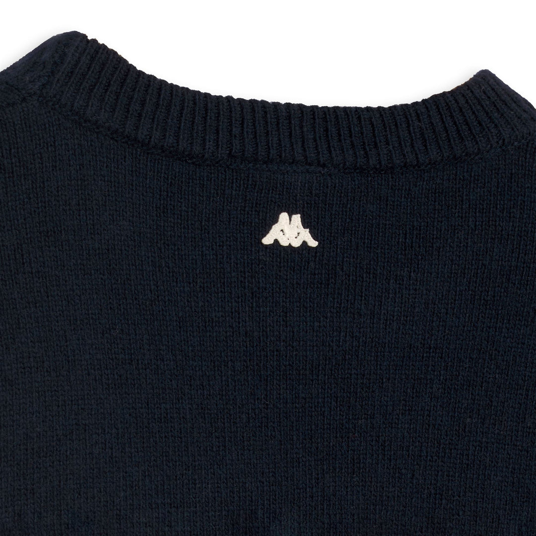 Pull en laine bleu pour homme, coupe classique, motif jacquard main