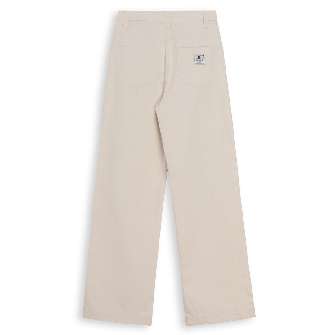 Pantalon blanc pour femme, coupe large, en coton, 5 poches main