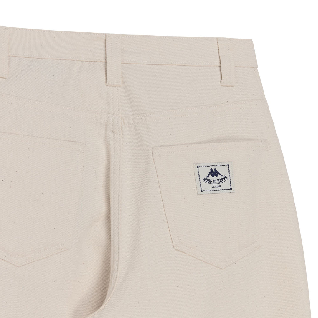 Pantalon blanc pour femme, coupe large, en coton, 5 poches main