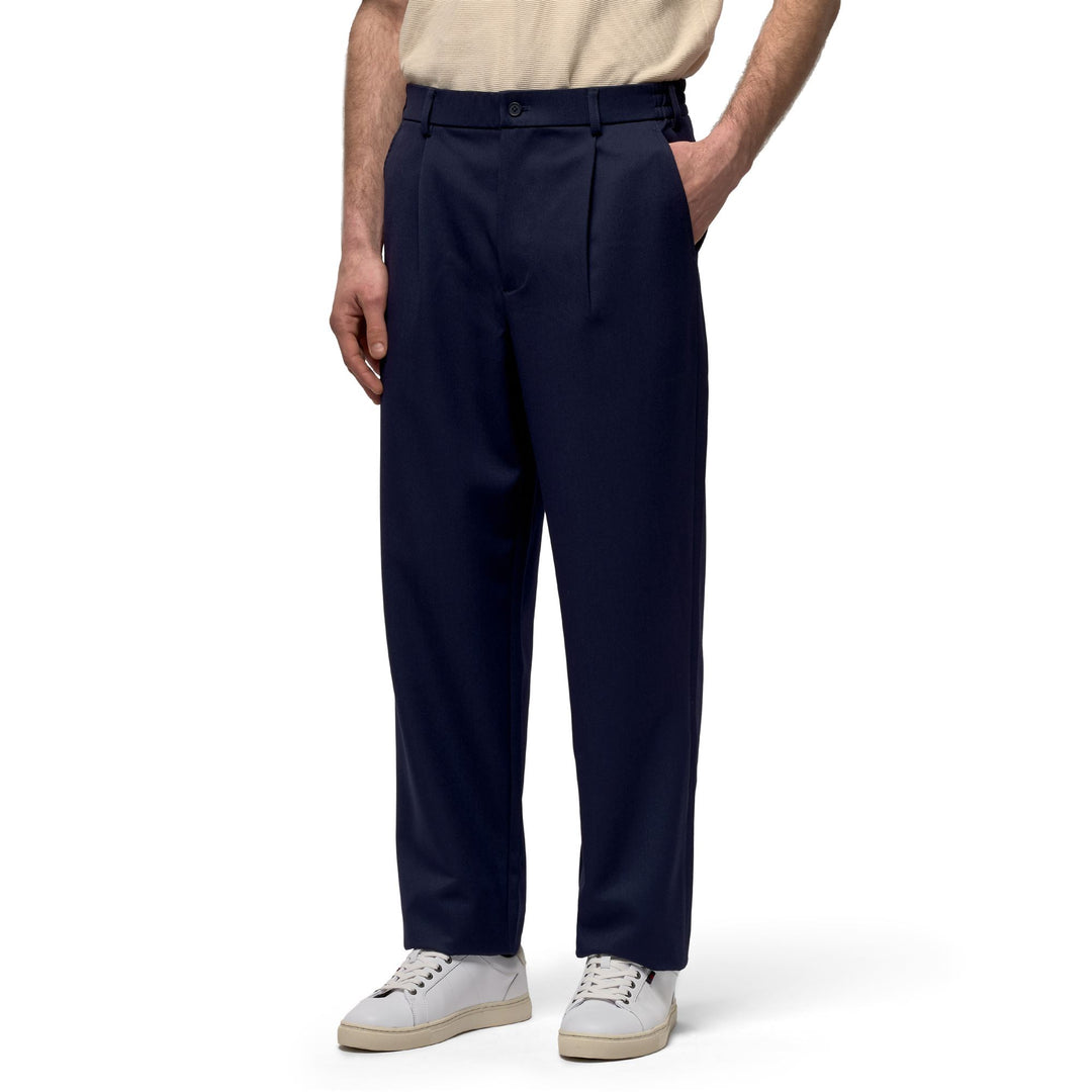 Pantalon chino bleu pour homme, coupe classique, en mélange polyester-rayonne 01