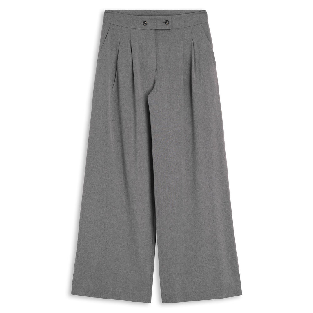 Grey Women's Wide Fit Chino Pants with Zip Closure 01