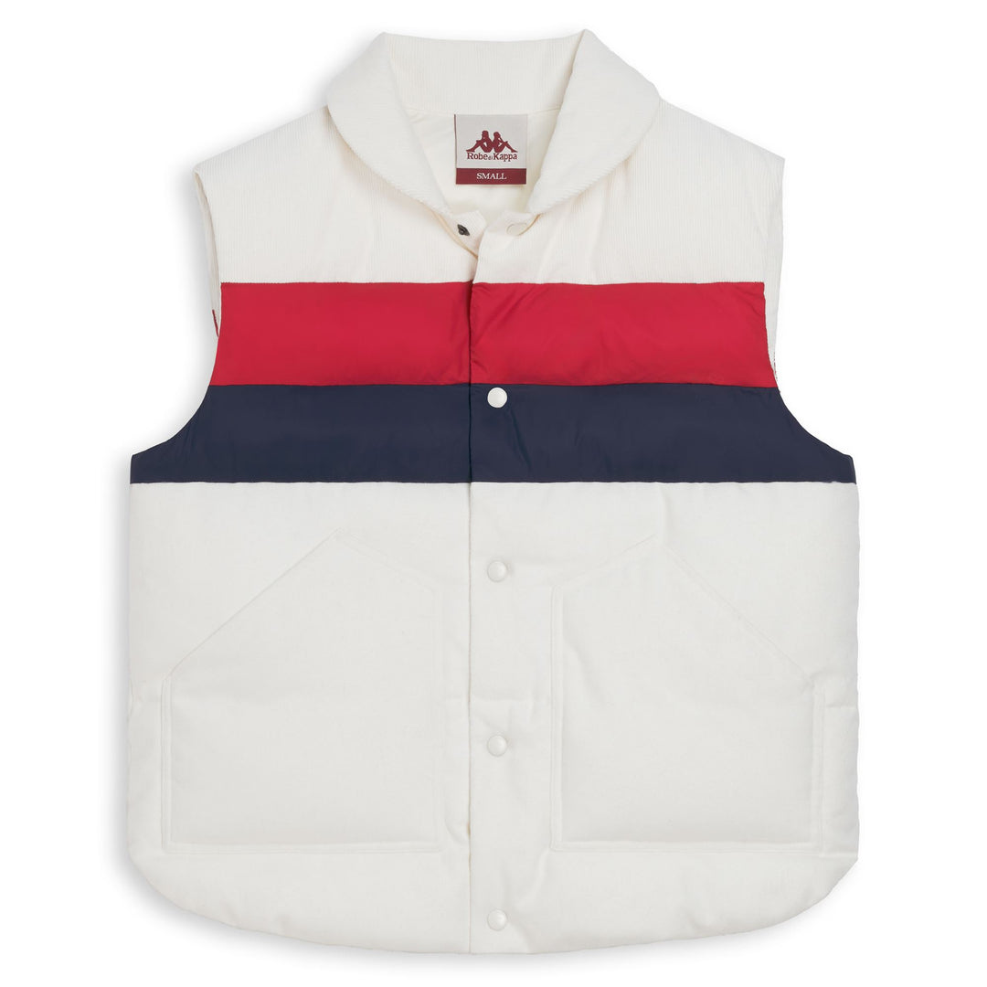 White and Red Women's Padded Vest with Ribbed Corduroy 01
