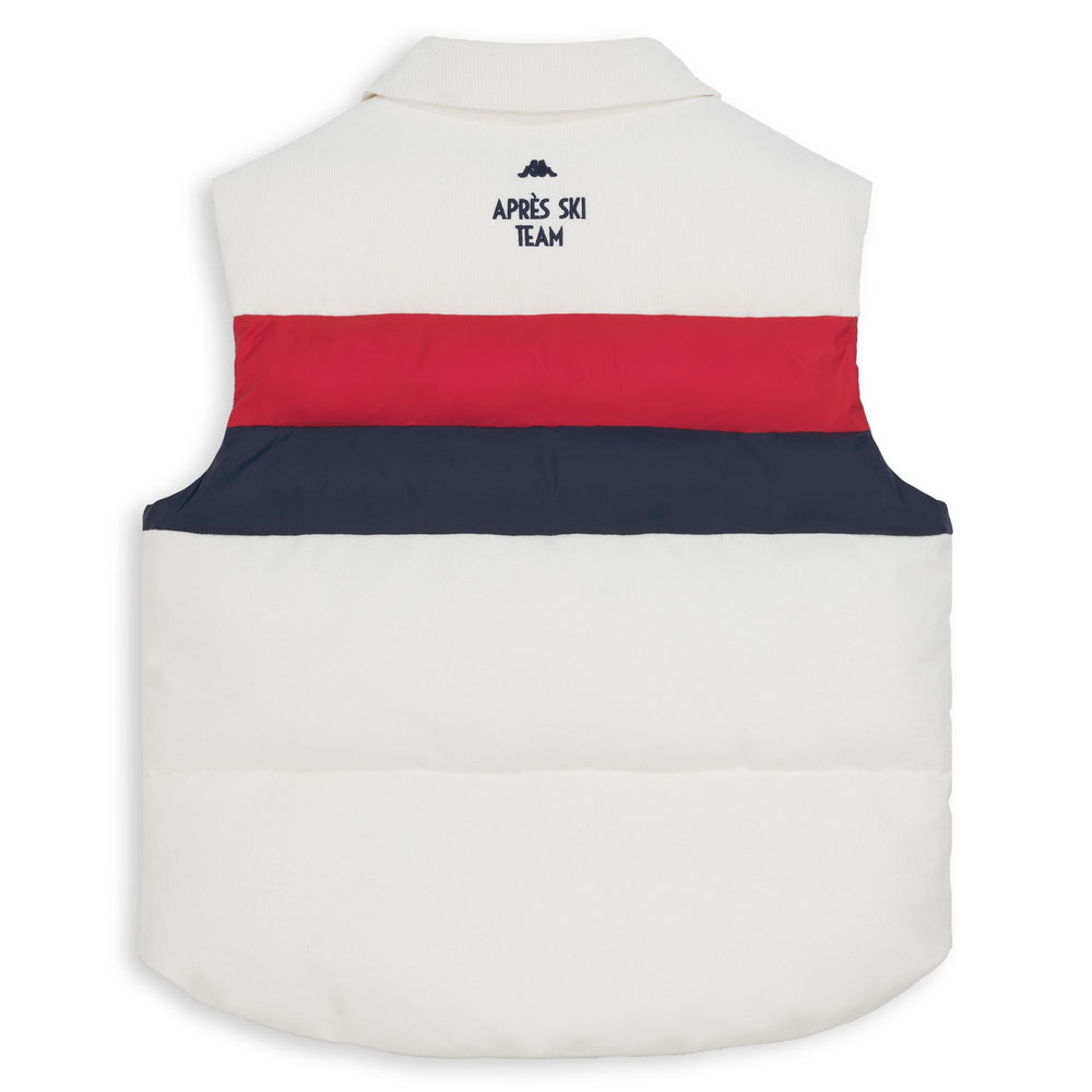 White and Red Women's Padded Vest with Ribbed Corduroy 02