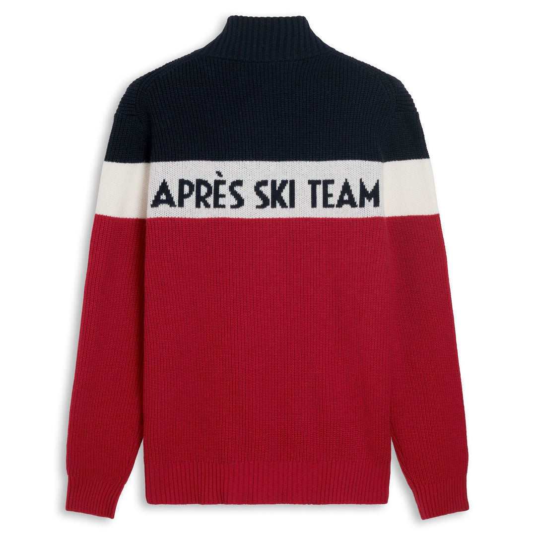 Pull en laine rouge pour homme, coupe classique, fermeture éclair intégrale main