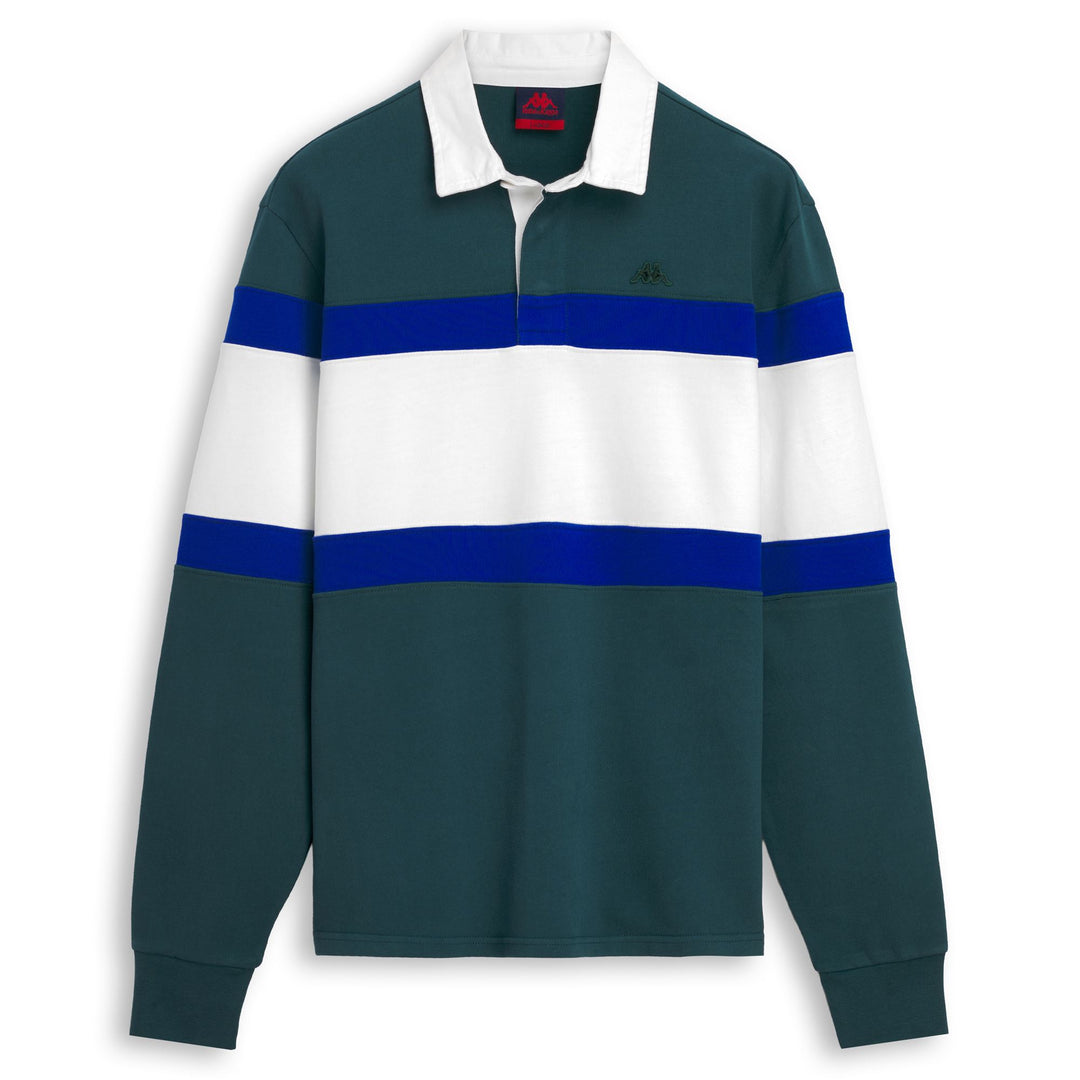 Green and Blue Men's Regular Fit Rugby Polo Shirt 01
