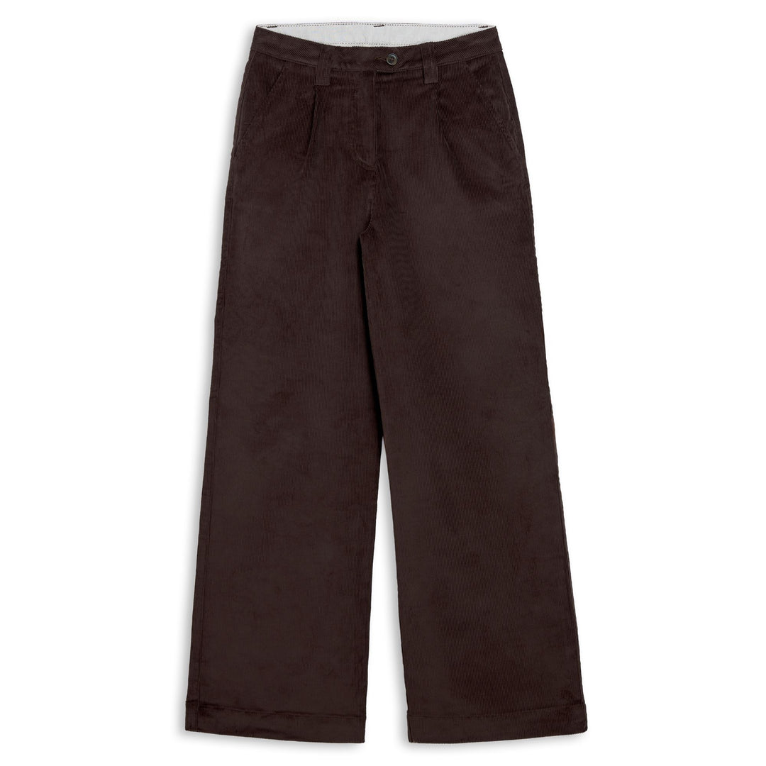 Brown Women's Wide Fit Corduroy Chino Pants 01
