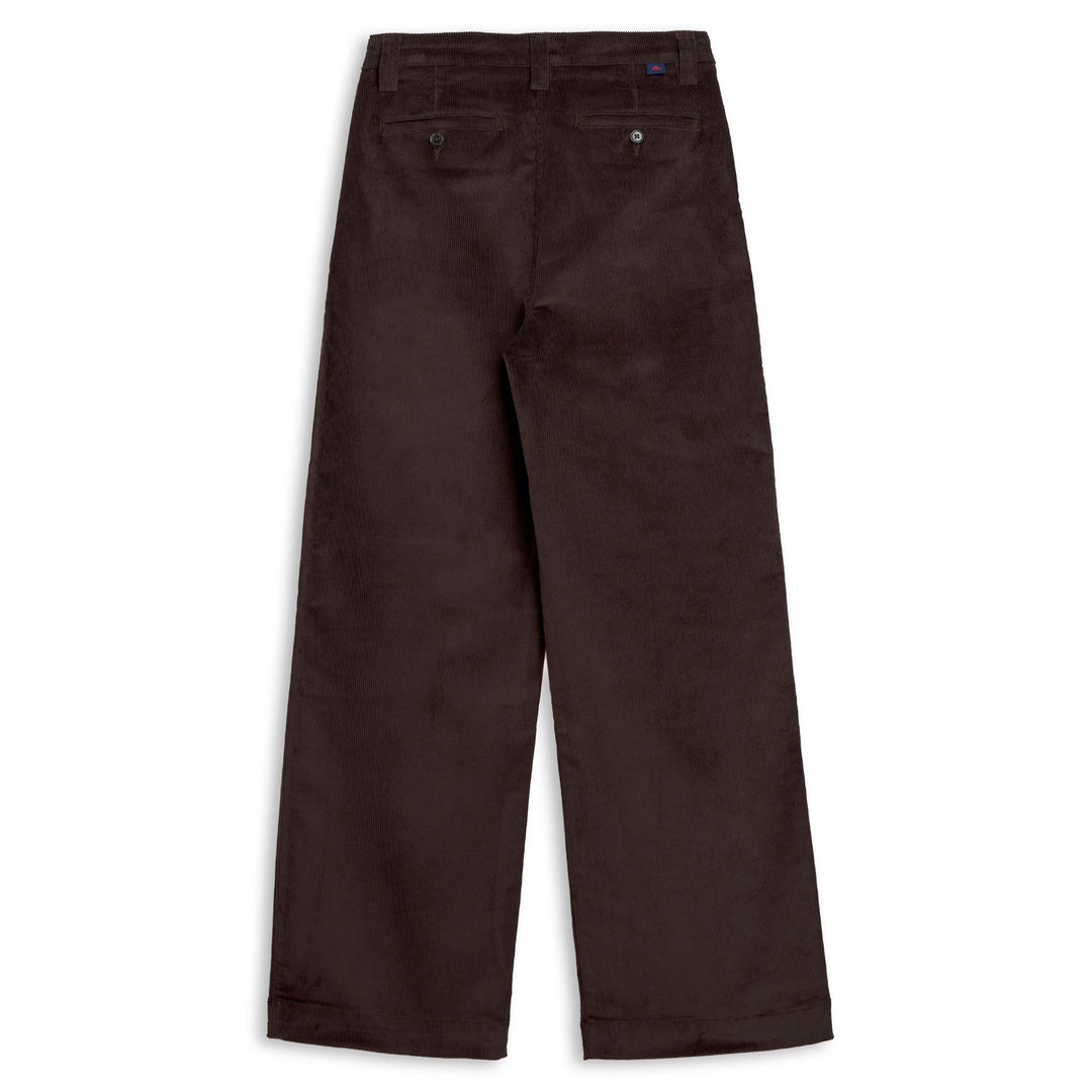 Pantaloni chino da donna in velluto a coste marrone, vestibilità ampia main